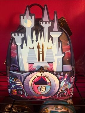 Loungefly Pink Purple Blue Cinderella Castle Mini Backpack